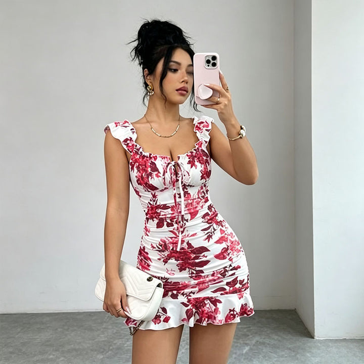 Tie-dye slim-fit mini dress