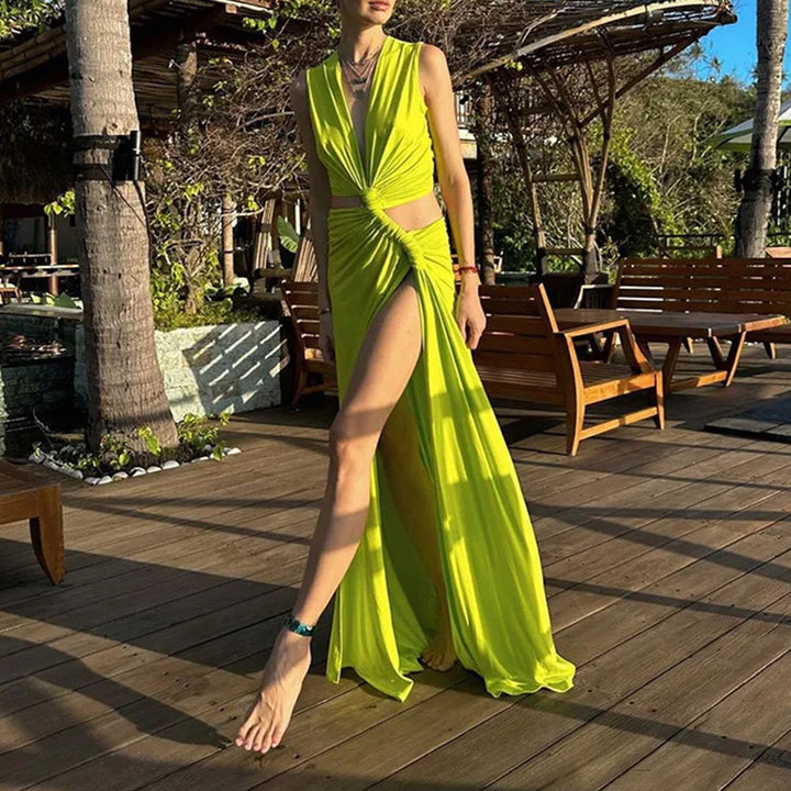 Deep V Twist Front Party Gown