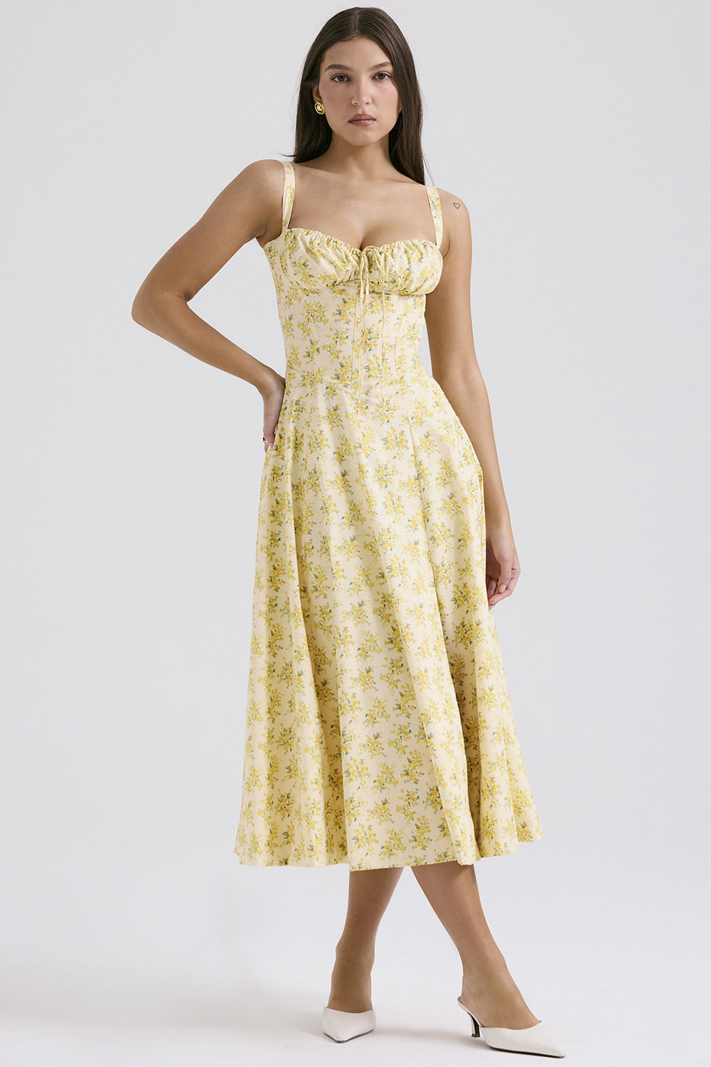 Floral Corset Midi Dress.Romantic shape. Effortless summer elegance.
