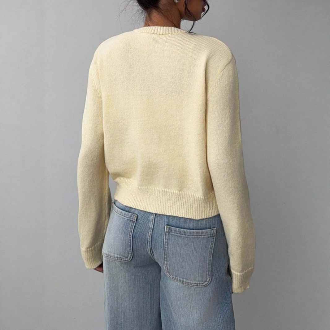 Crew Neck Button Down Knit Cardigan