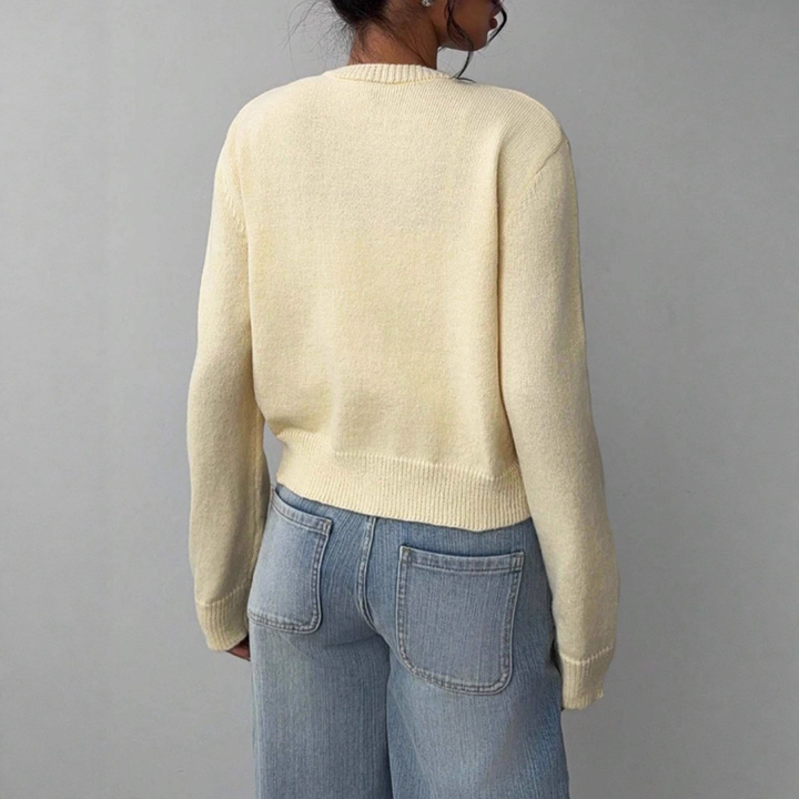 Crew Neck Button Down Knit Cardigan
