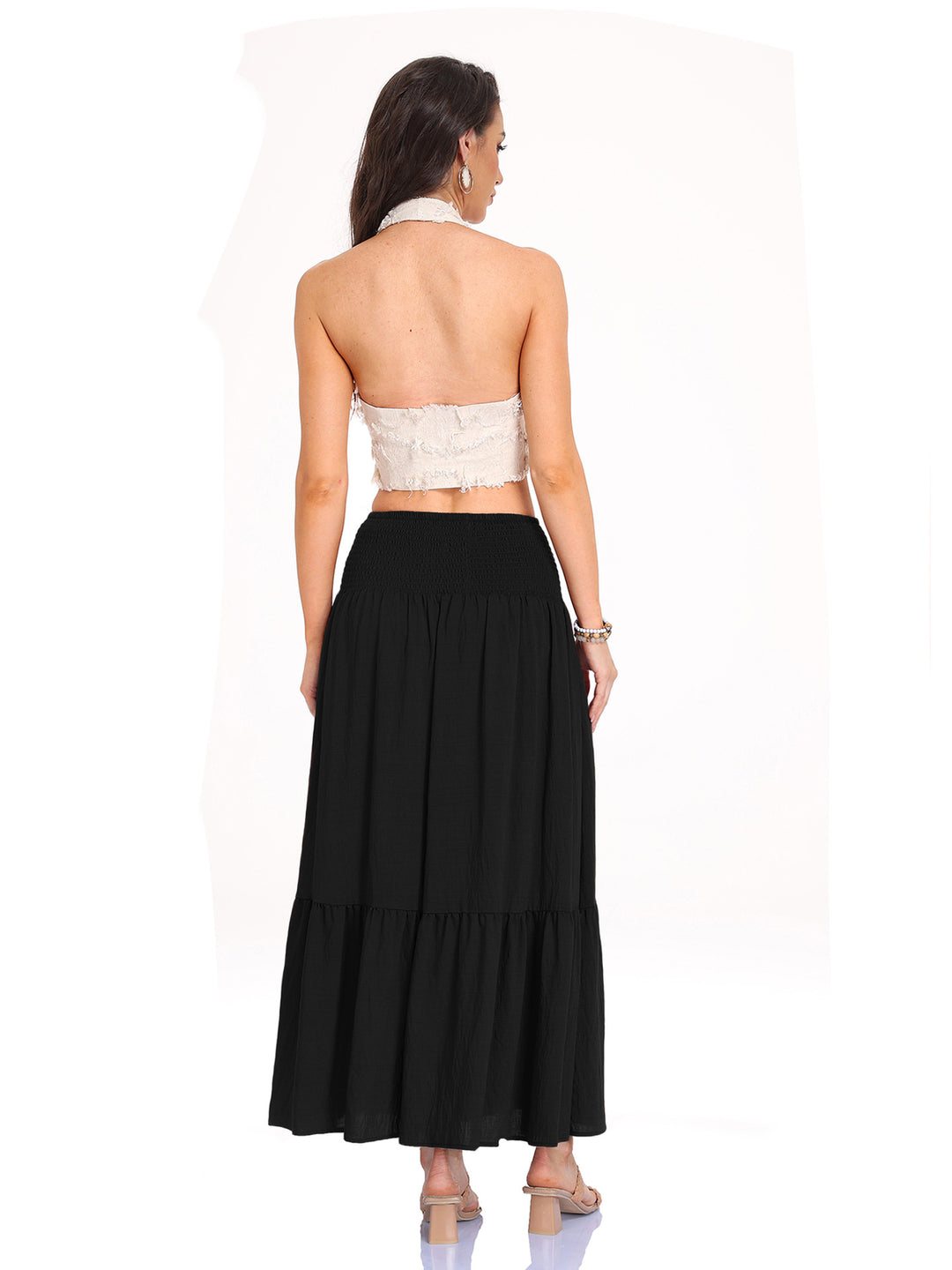 Smocked Waist Tiered Maxi Skirt Effortless movement. Everyday boho ease.