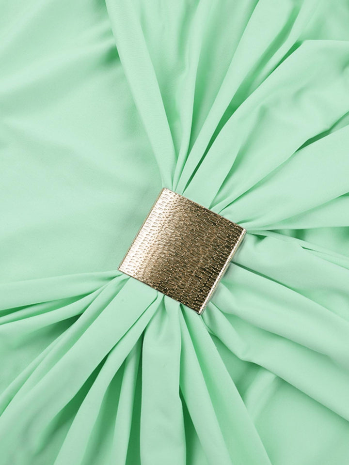 Mint Green Halter Neck Mesh Maxi Dress