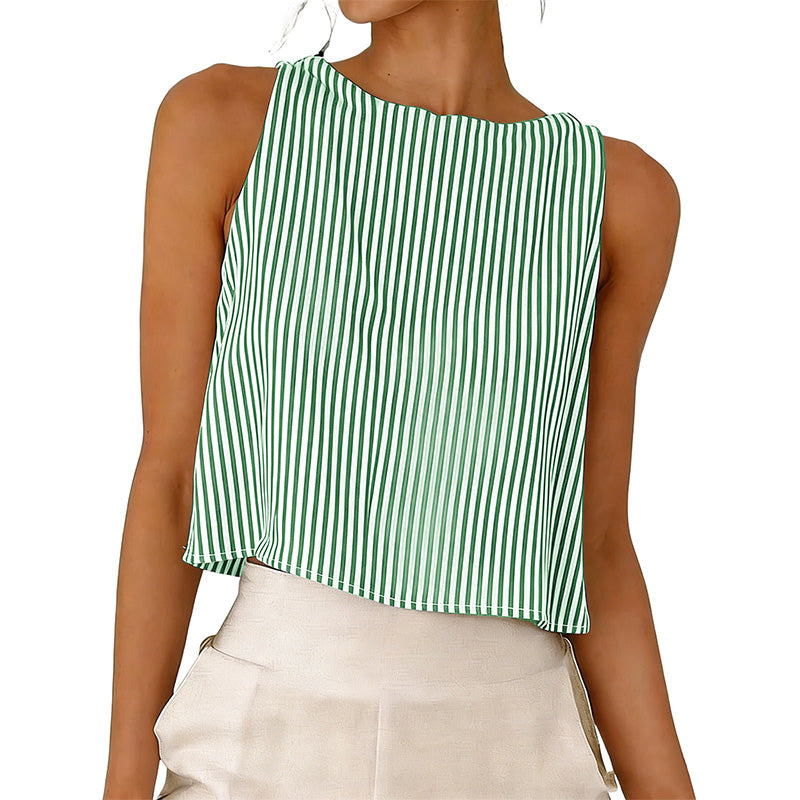 Sleeveless striped vest top