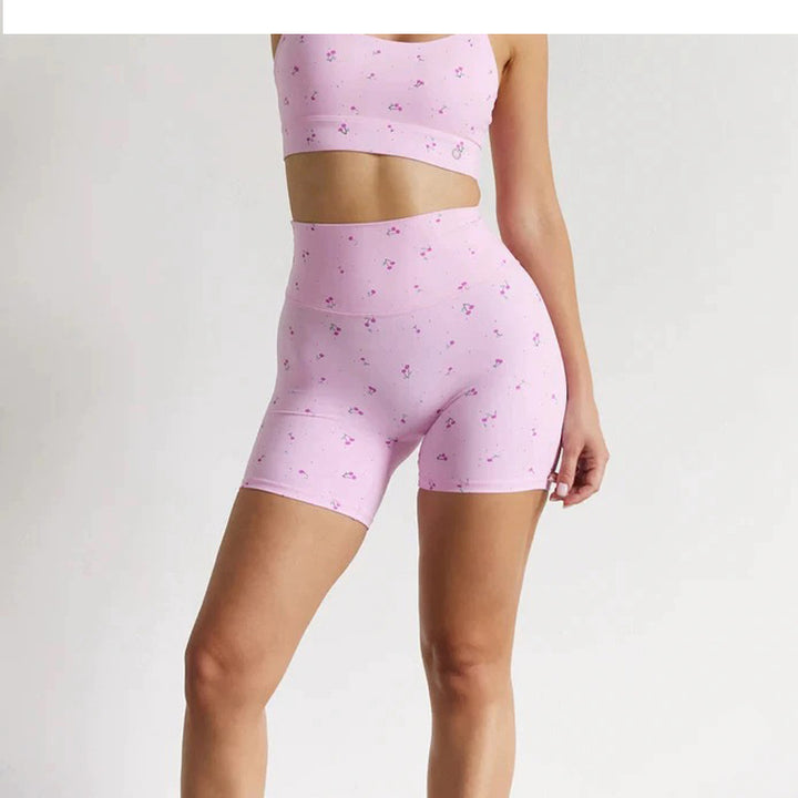Gingham Print Active 2-Piece Set: Cropped Tank &amp; High-Waisted Biker Shorts