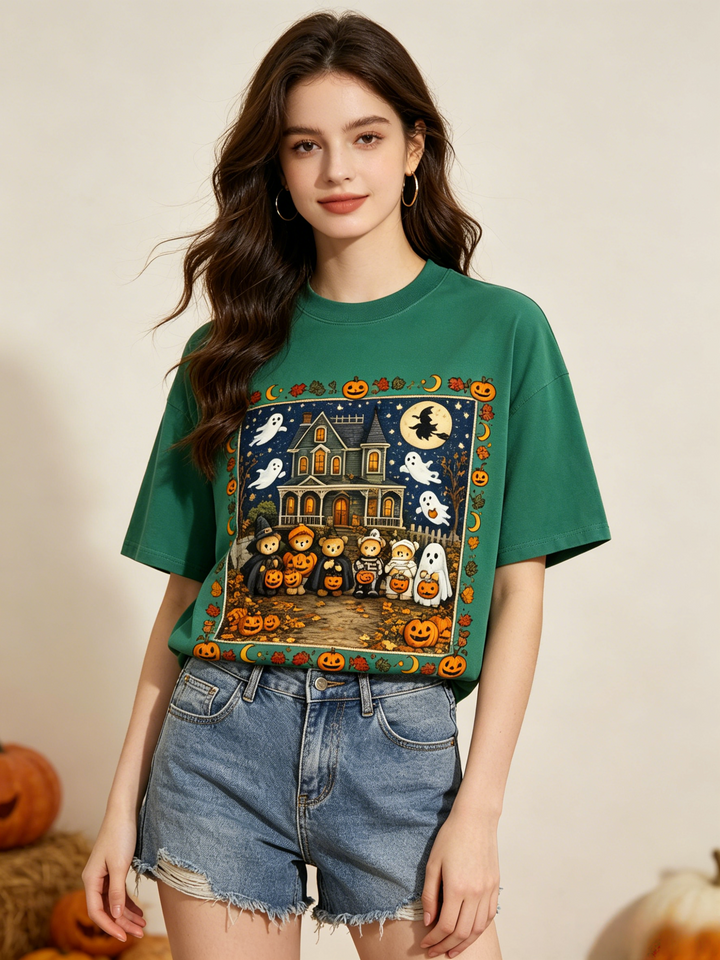 Halloween Teddy Bear Trick or Treat Graphic T-Shirt