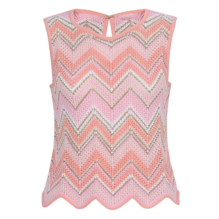 Casual wavy knit sleeveless vest and pants