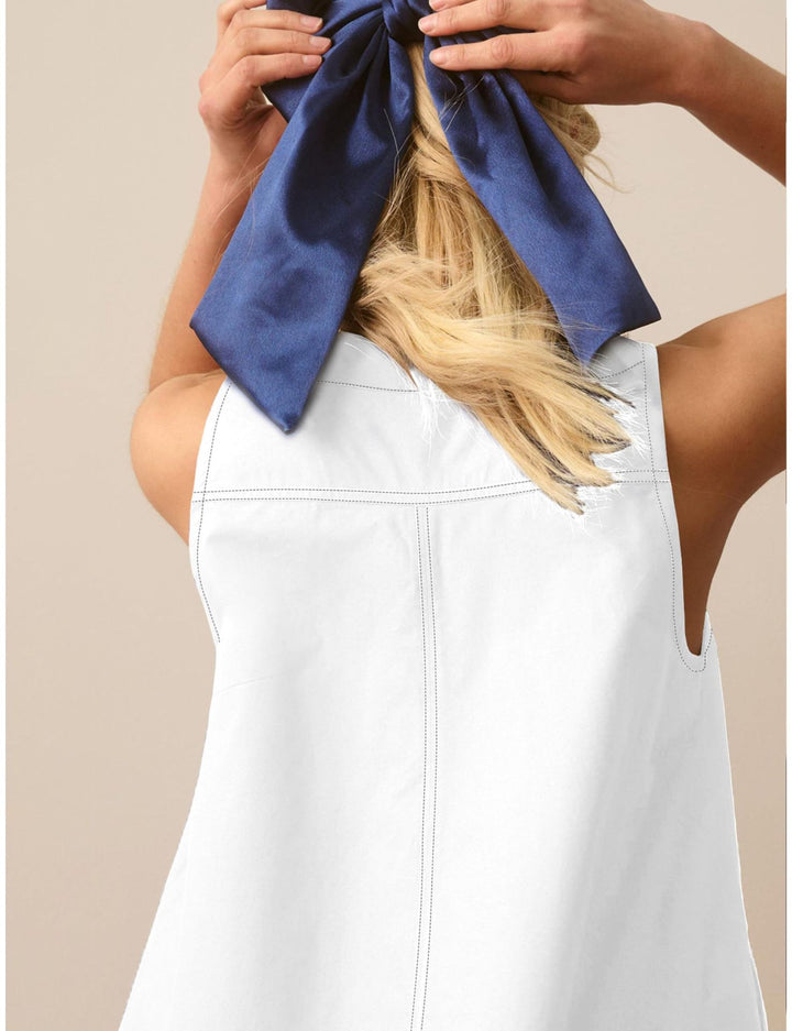 Sleeveless Shift Dress with Half-Zip Front &amp; Contrast Stitching
