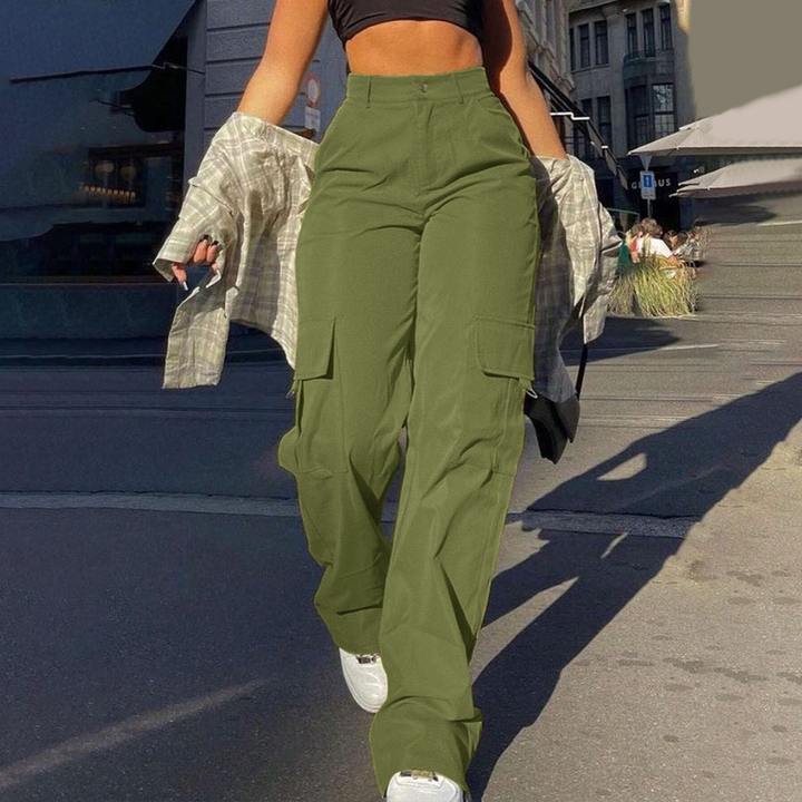 Casual Loose Fit Straight Leg Cargo Trousers