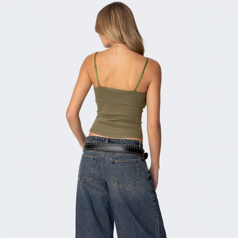 Sexy Draped Spaghetti Strap Crop Tank Top