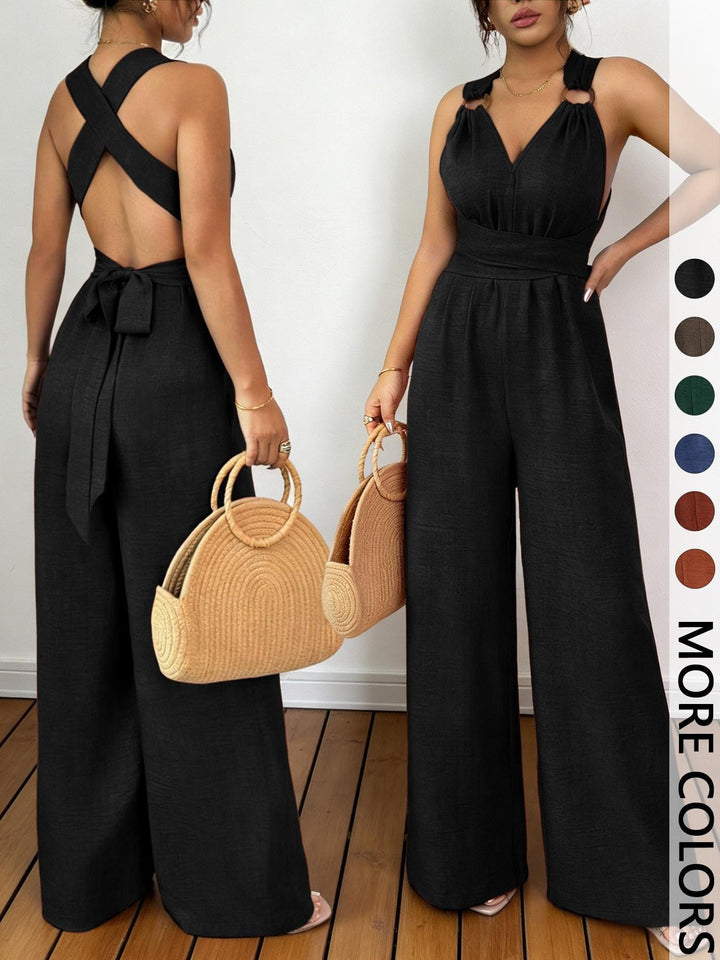 Rust Crisscross Back Wide-Leg Jumpsuit