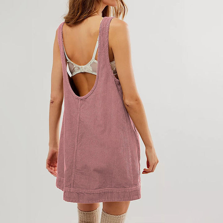 Corduroy Sleeveless Pocket Dress
