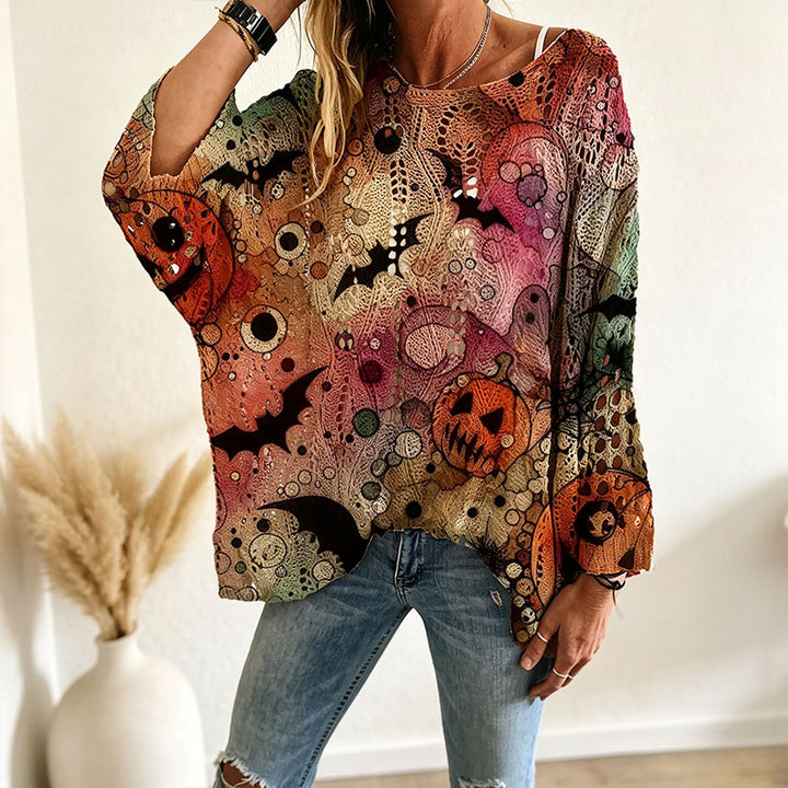 Halloween Cut-Out Long-Sleeve Top