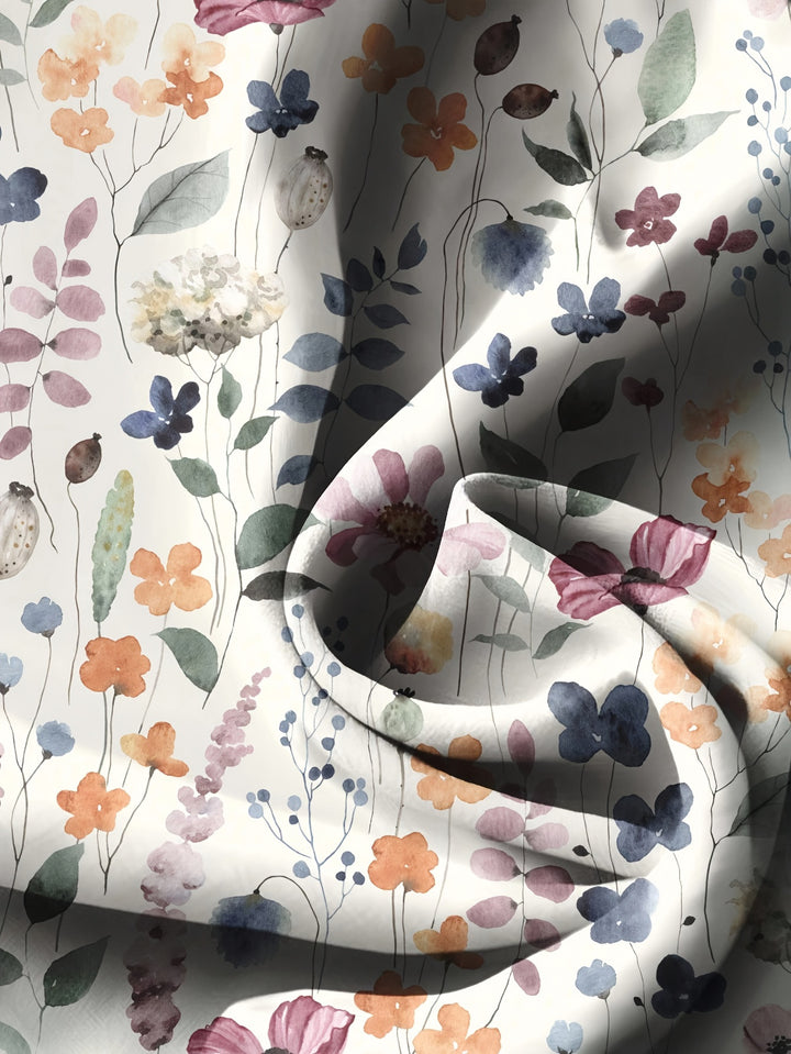 Watercolor Floral Print V-Neck Ruffle Sleeve Blouse