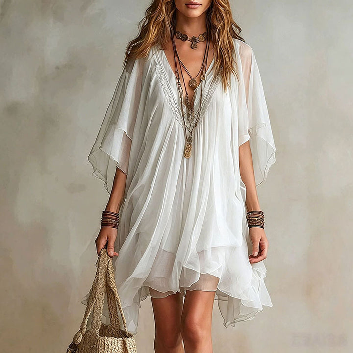 V-neck two-piece beach dress