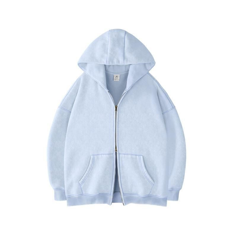 Casual Drop Shoulder Zip Hoodie