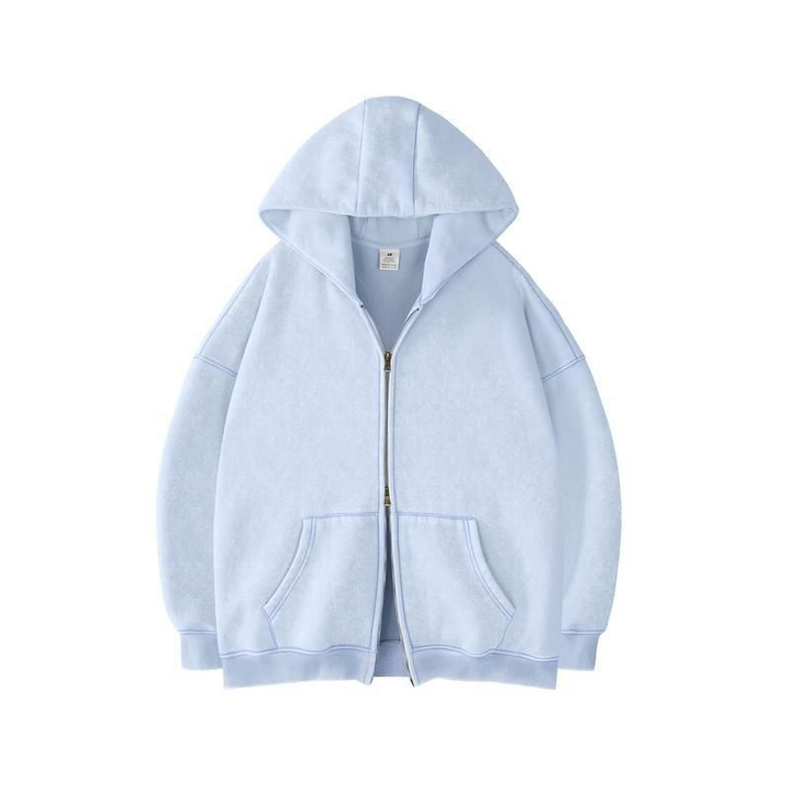 Casual Drop Shoulder Zip Hoodie