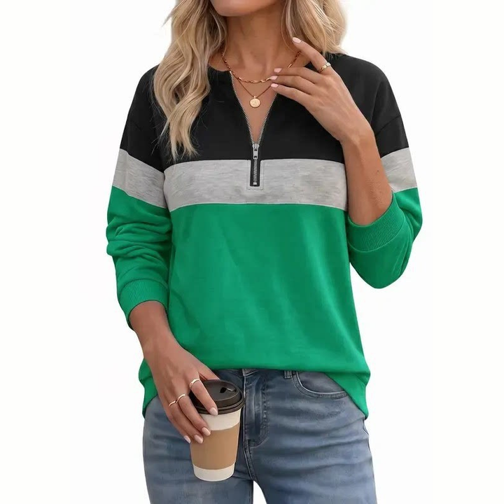 Casual Half Zip Block Sweatshirt