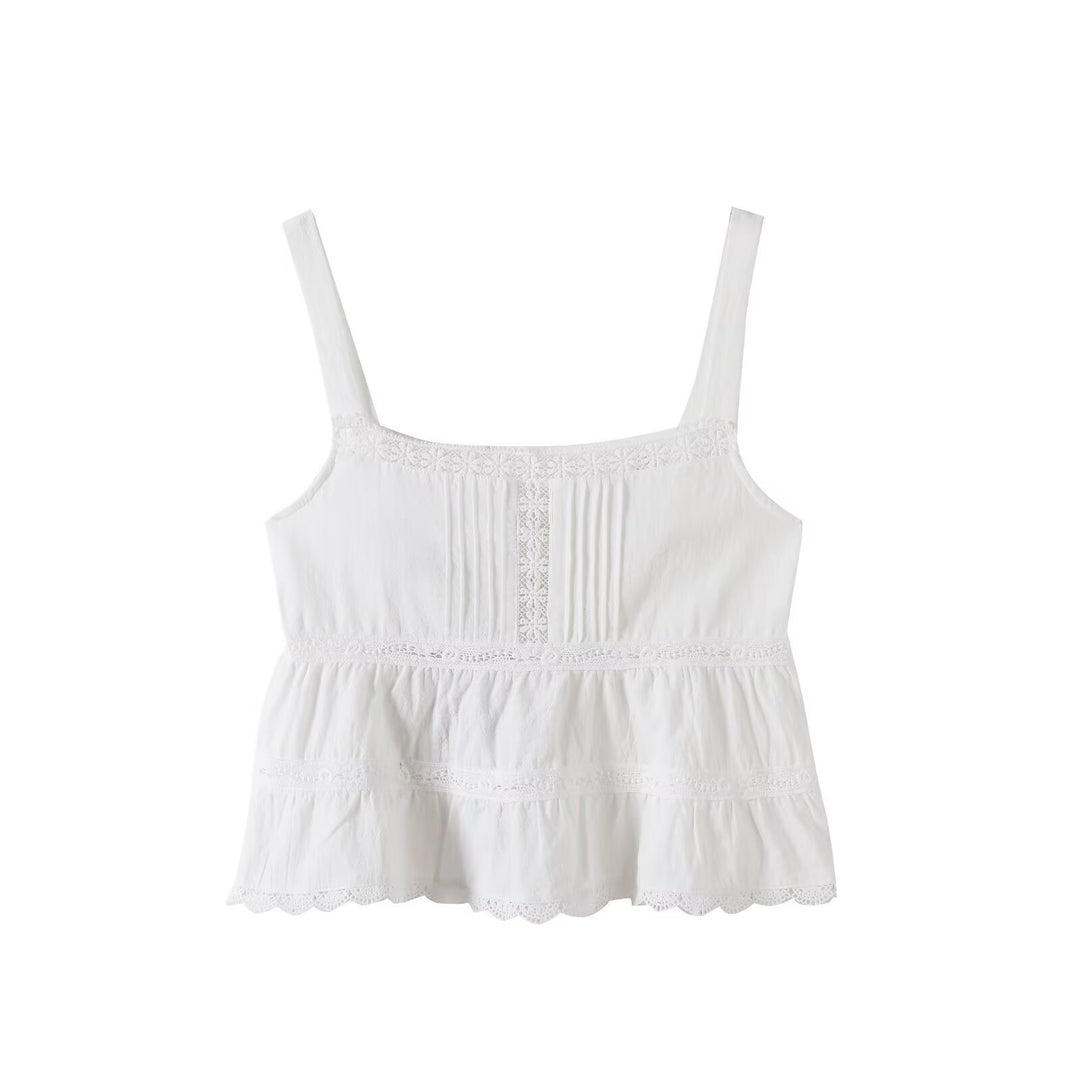 Lace Trim Tiered Cami Top