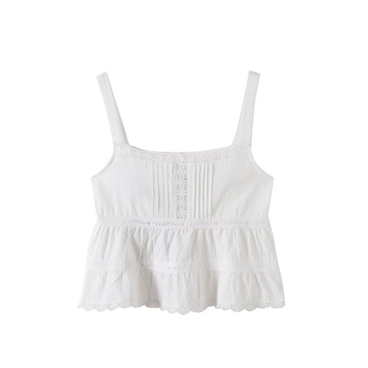 Lace Trim Tiered Cami Top