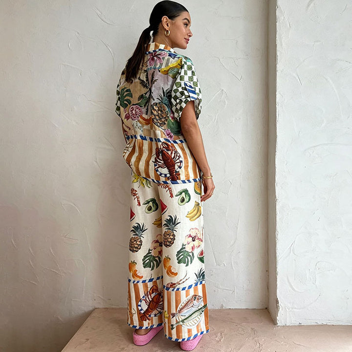Short-sleeved shirt and trousers two-piece set