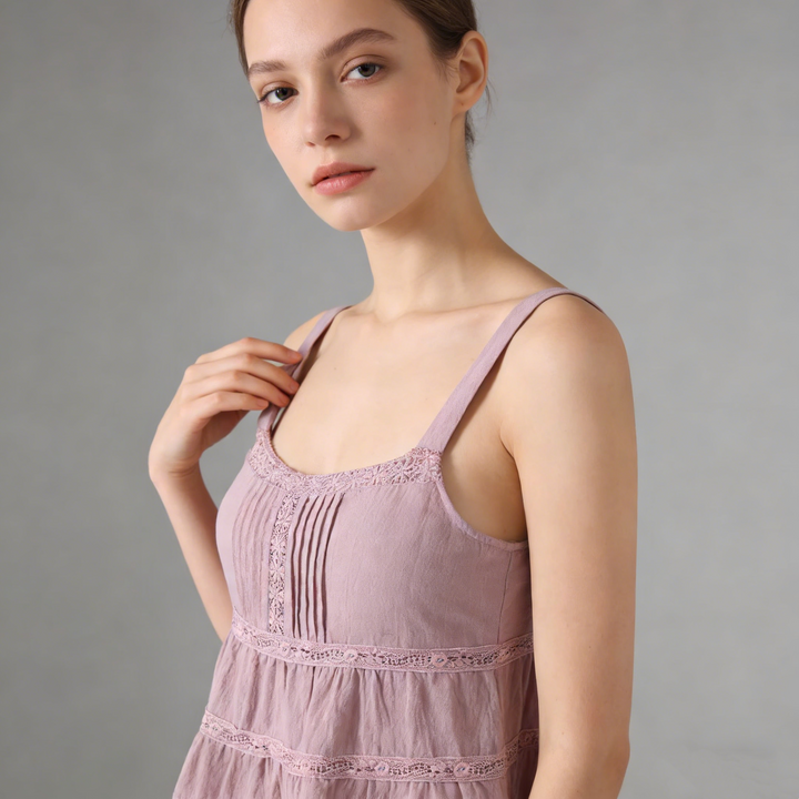 Lace Trim Tiered Cami Top