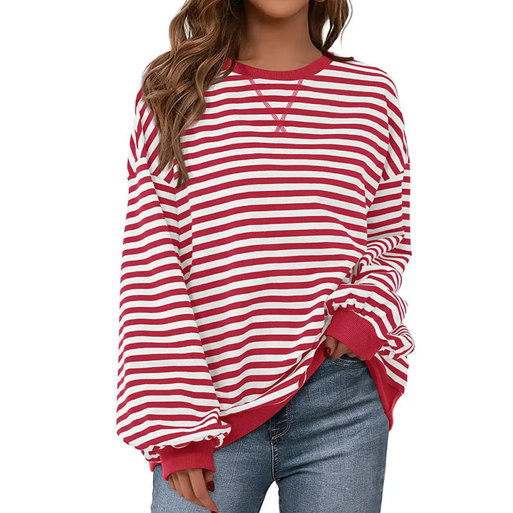 Striped crew-neck long-sleeve sweatshirt