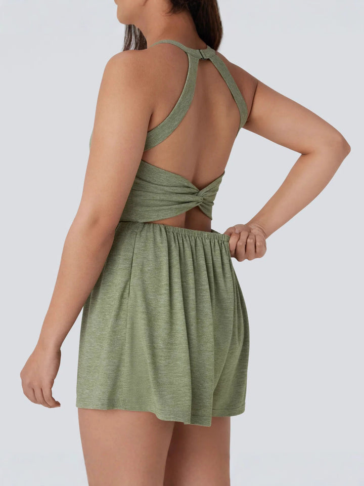Active Romper, Easy On/Off Sleeveless One-Piece with Built-In Shorts