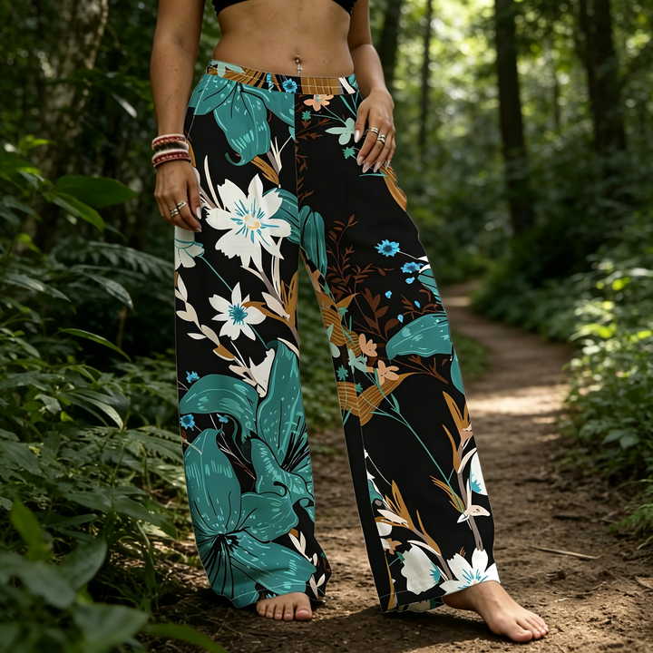 Ethnic Floral Print Palazzo Trousers