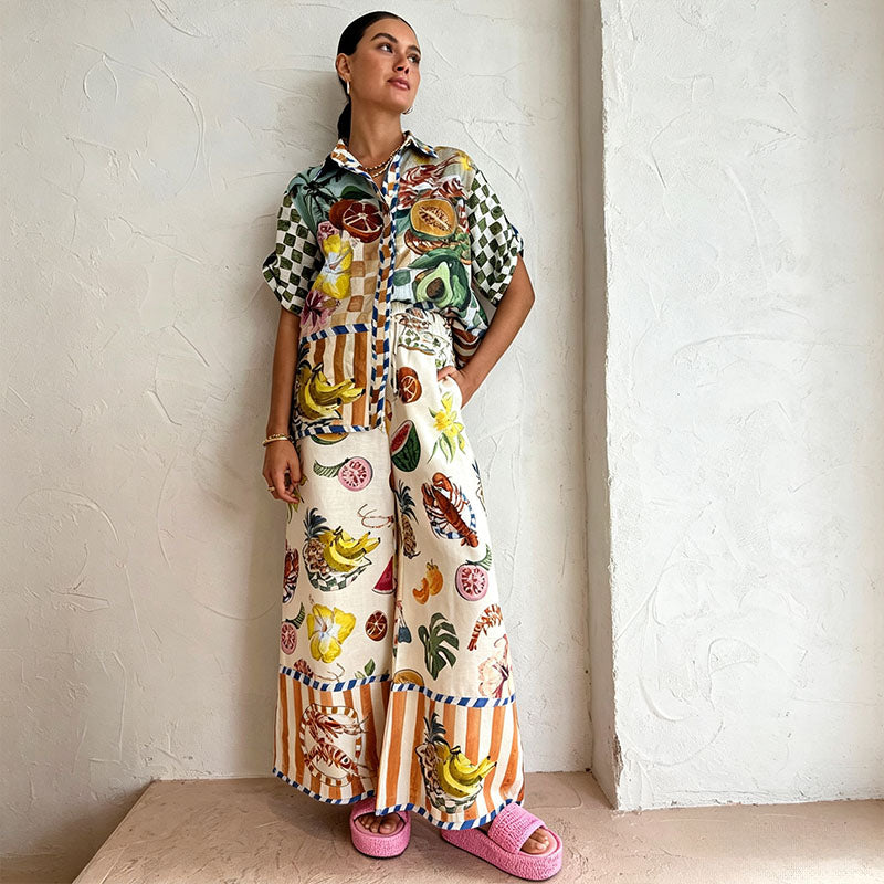 Short-sleeved shirt and trousers two-piece set