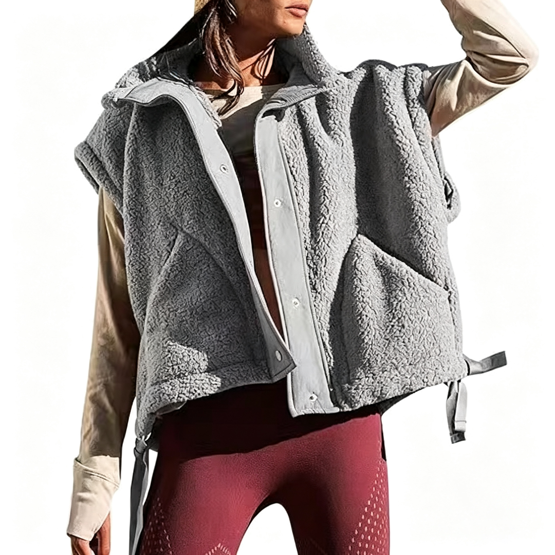 Fuzzy Fleece Button Front Casual Vest