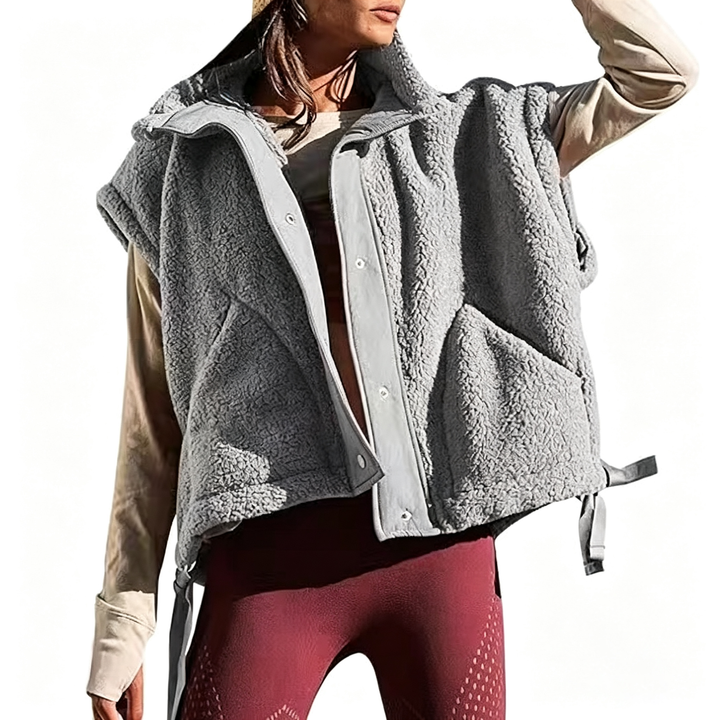 Fuzzy Fleece Button Front Casual Vest