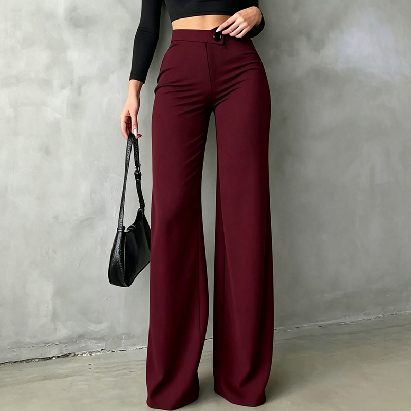 High-waisted asymmetric wide-leg trousers