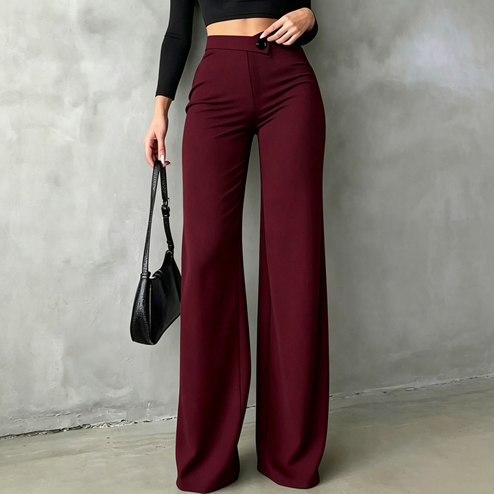 High-waisted asymmetric wide-leg trousers