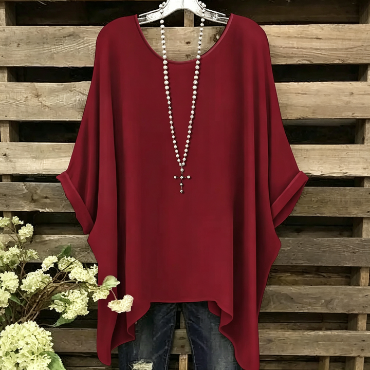 Plus Size Batwing Sleeve Round Neck Top