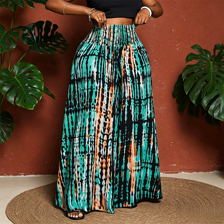 Plus Size Printed Loose Straight Leg Pants