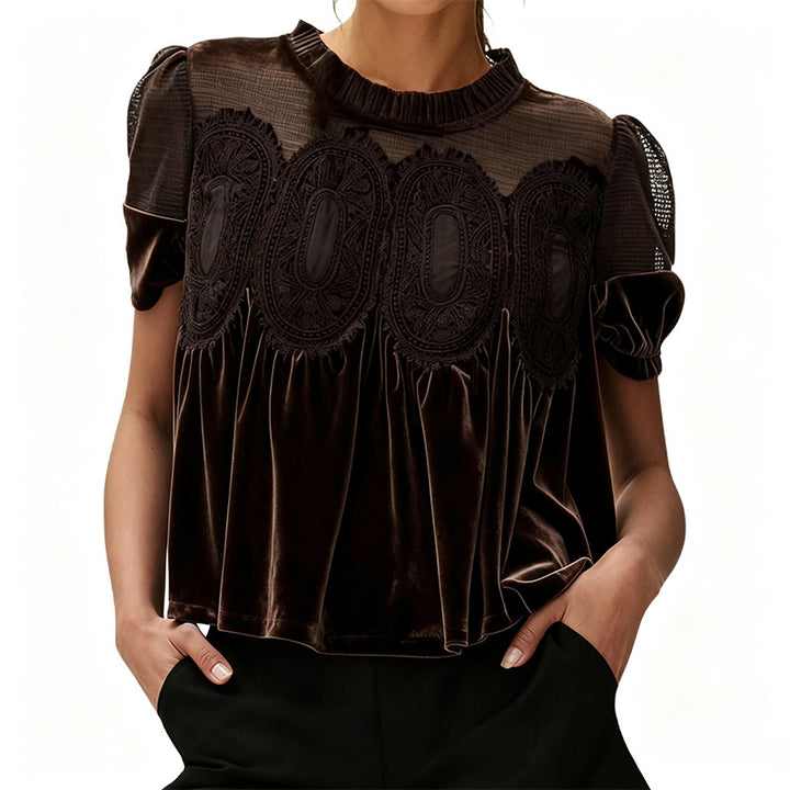 Ruffled Lace Patchwork Top