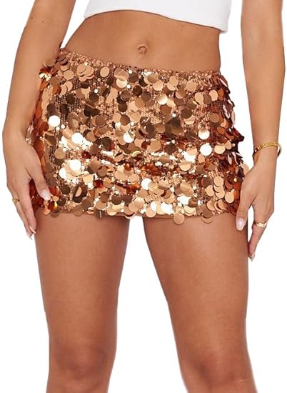 Sequin High Waist Bodycon Mini Skirt | Glitter Night Out Skirt