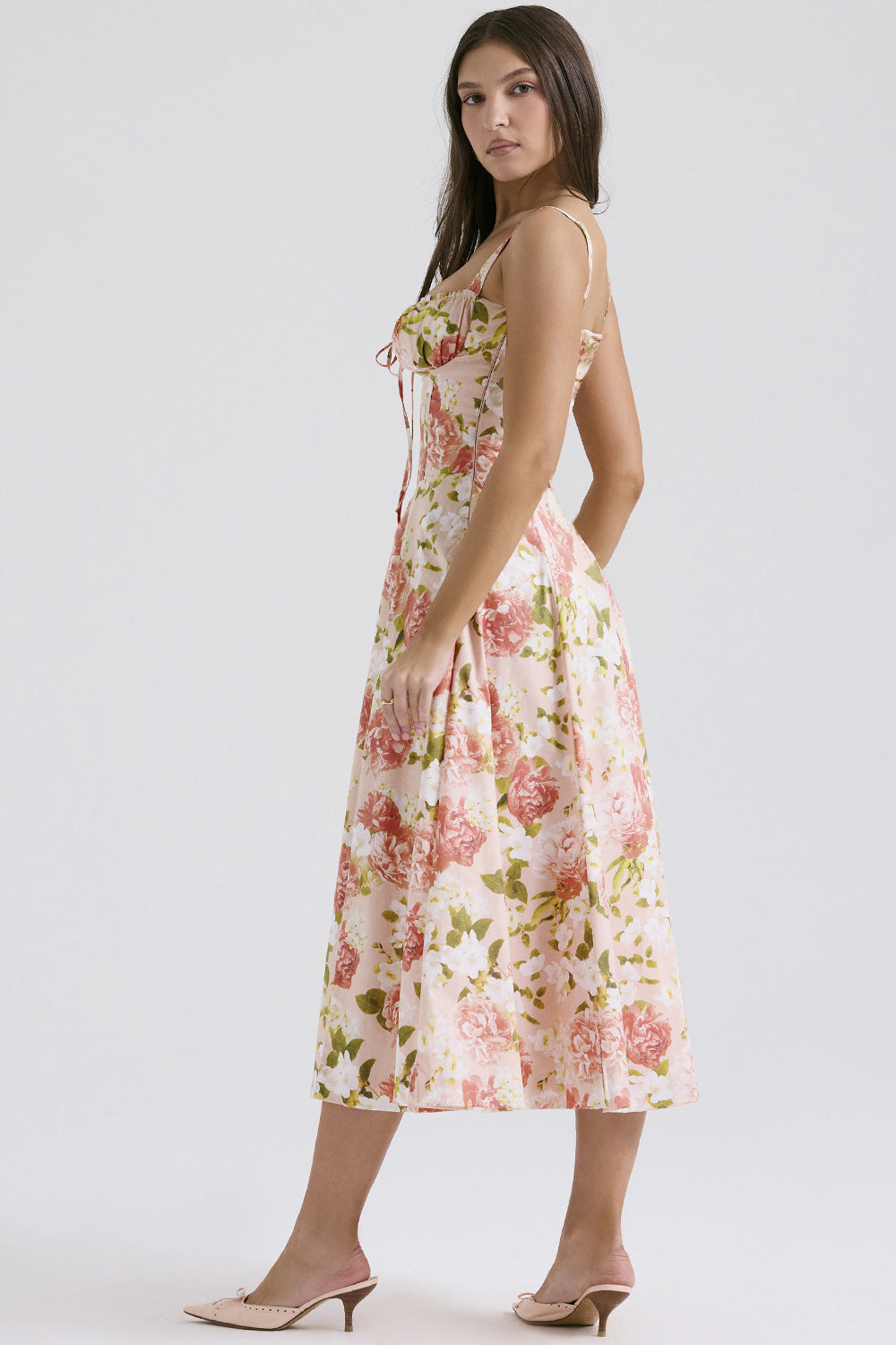 Floral Corset Midi Dress.Romantic shape. Effortless summer elegance.