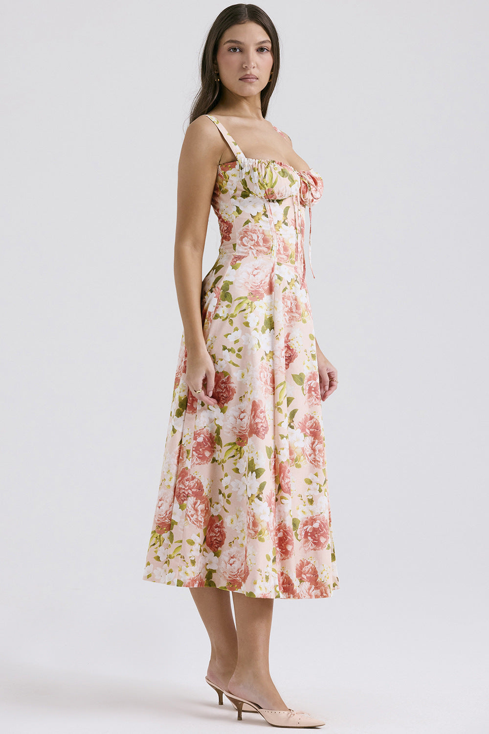 Floral Corset Midi Dress.Romantic shape. Effortless summer elegance.