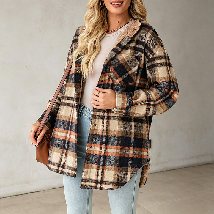 Fleece-lined plaid warm jacket