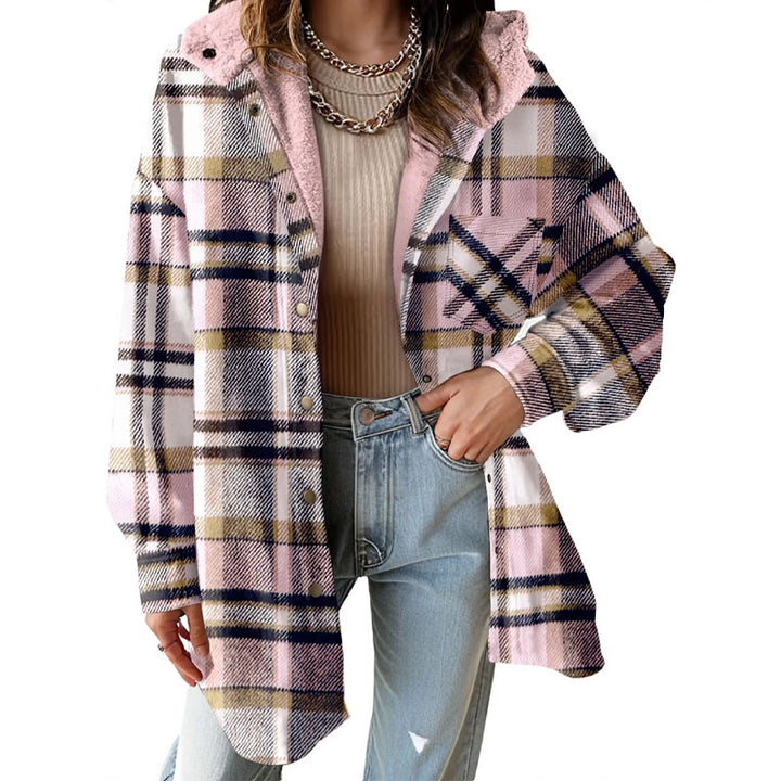 Fleece-lined plaid warm jacket