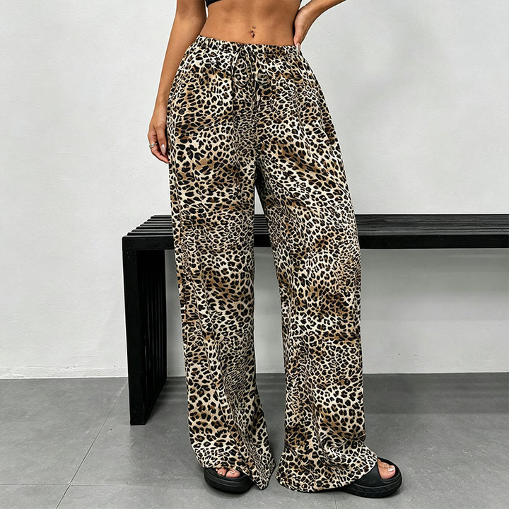 Leopard print wide-leg pants