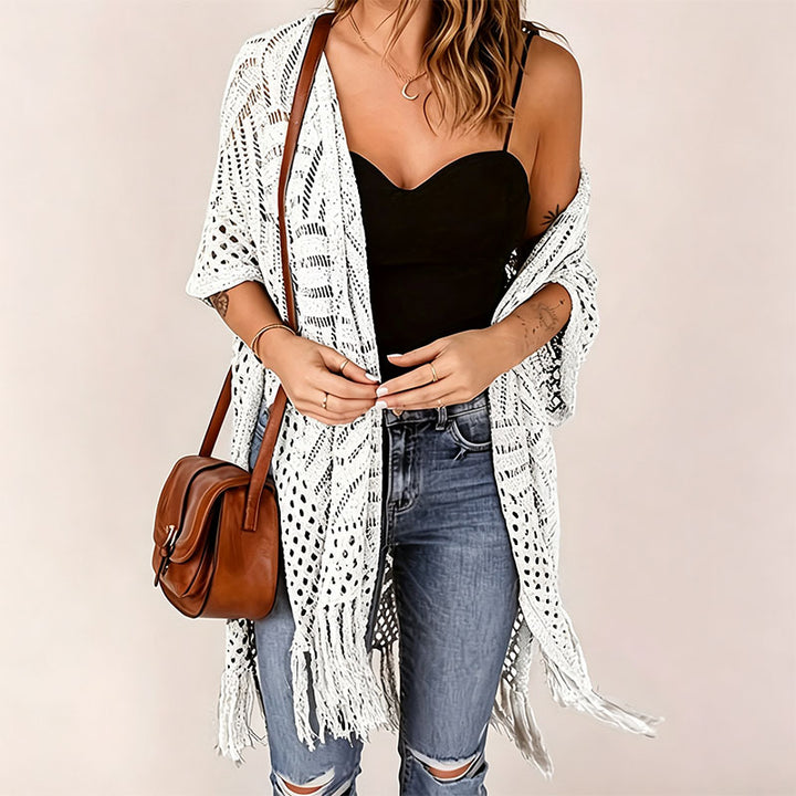 Fringe Knit Beach Cover Up