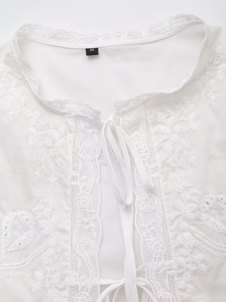 Lace Trim Tie-Front Cropped Vest | Romantic detail. Effortless layering.