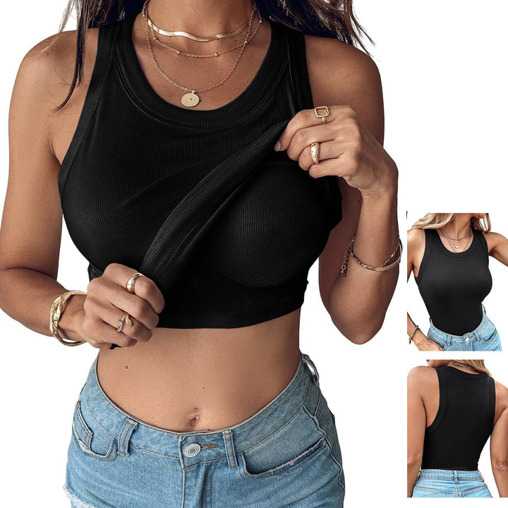 Ribbed Crew Neck Slim Fit Tank Top
