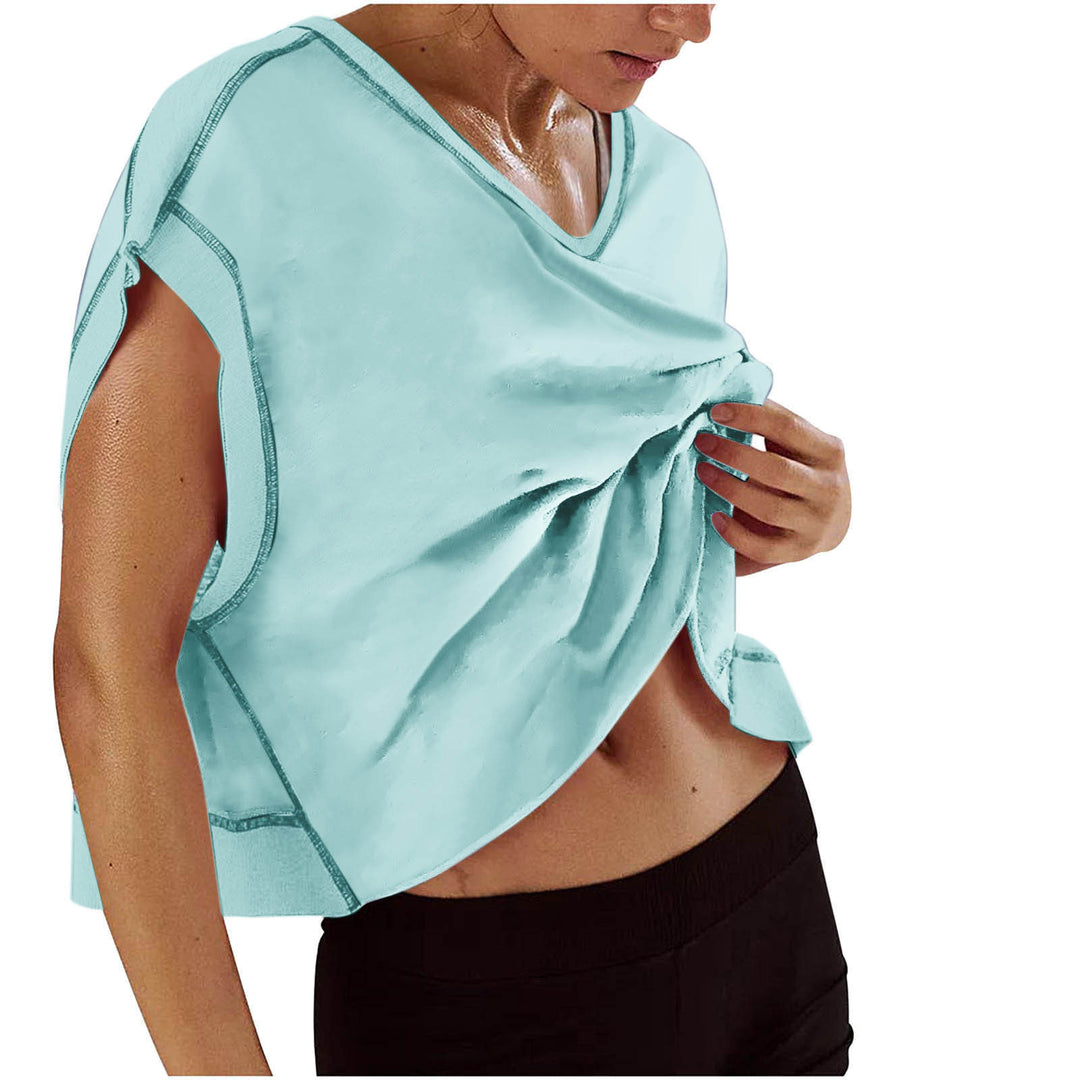 Open-Back Cropped Athletic Tee, Breathable Twist-Back Workout Top