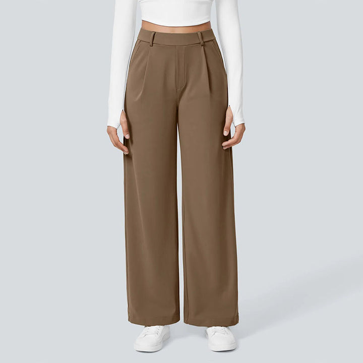 Solid-color loose-fit suit trousers