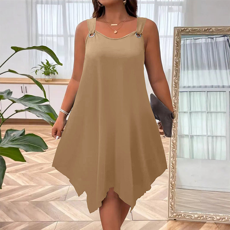 Elegant A-line round neck sleeveless dress