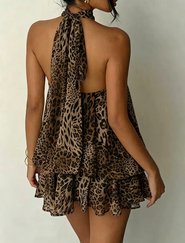 Halter Neck Chiffon Mini Dress